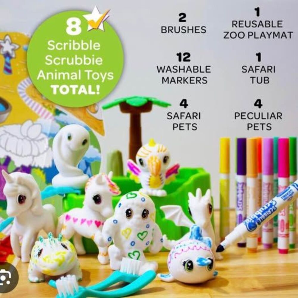Crayola Scribble Scrubbie Peculiar Zoo + Extra Animals & Markers (Like New)